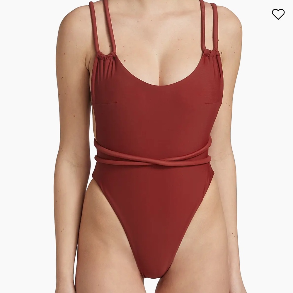 Andrea Iyamah Rust Red One-Piece Swimsuit with Thin Straps High Cut Leg